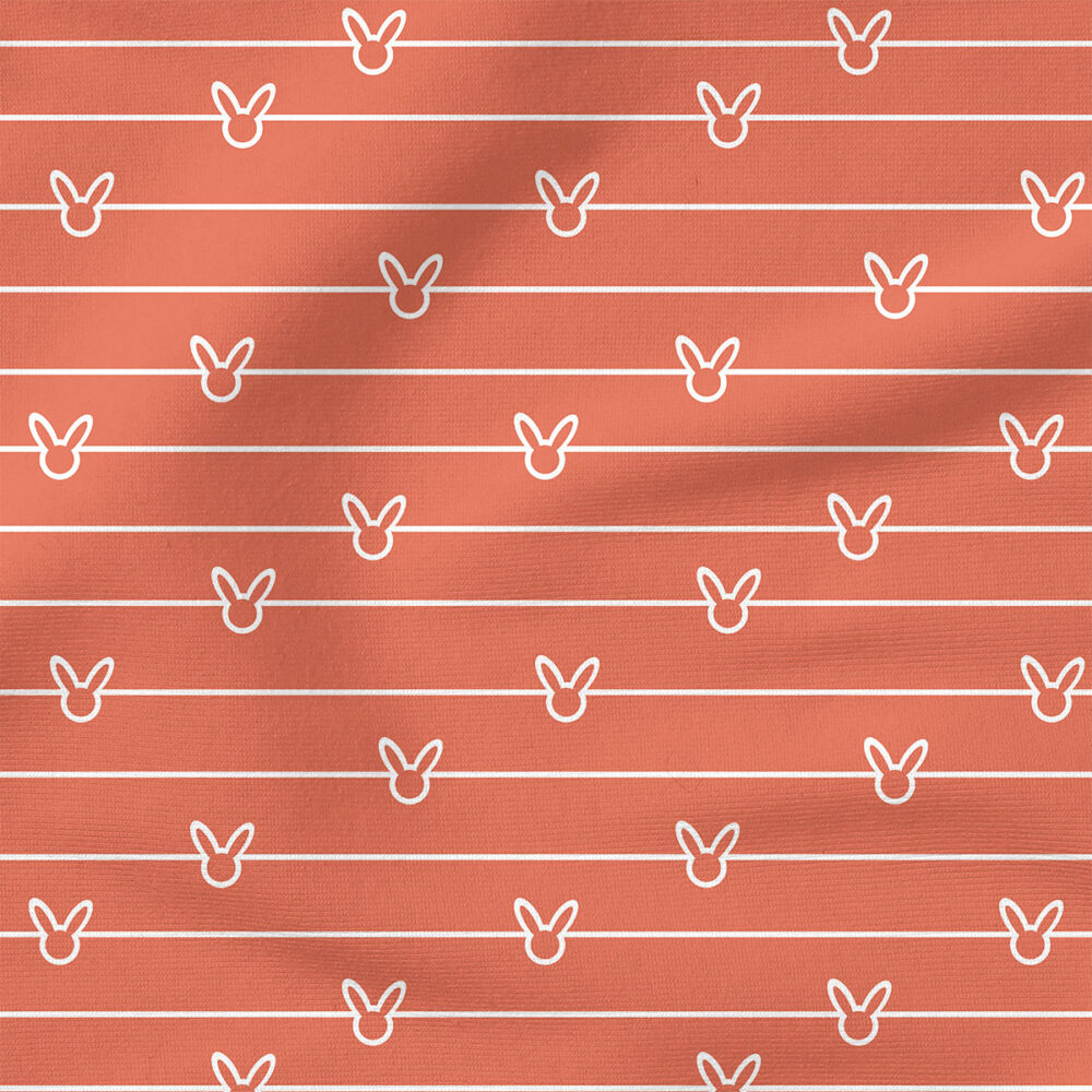 Bunny Stripe (Coral) | Children Fabric Design | Julie Storie Designs